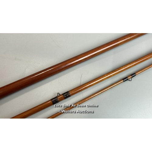 106 - Antique  (possibly Farlows but not stamped) 14’ 3 piece greenheart (inc handle) rod with eleven snak... 