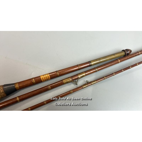 108 - W.G.Read of Eastleigh 10’ 2 piece & handle greenheart general rod, nine guide rings with brass ferru... 