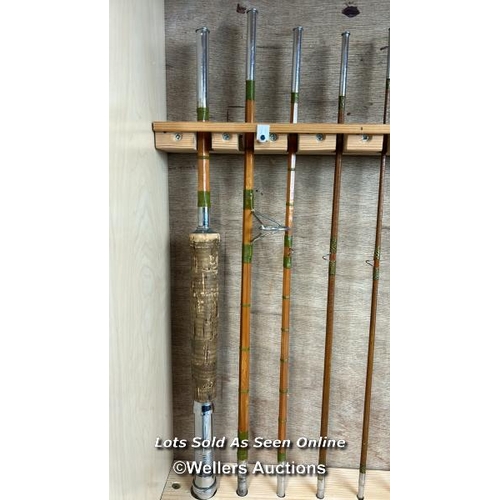 111 - Unbranded  8’/6’6” 8 piece inc handle split cane travel fly/spinning rod in a bespoke display case a... 