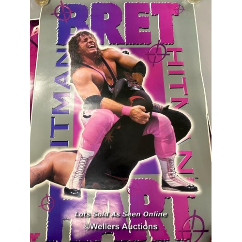 2 - Three WWF Wrestling posters (Bret Hart) / T37