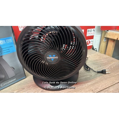 93 - VORNADO FAN 633 ROOM VENTILATOR, BLACK (EU PLUG) / UNTESTED / APPEARS NEW OPEN BOX / E57