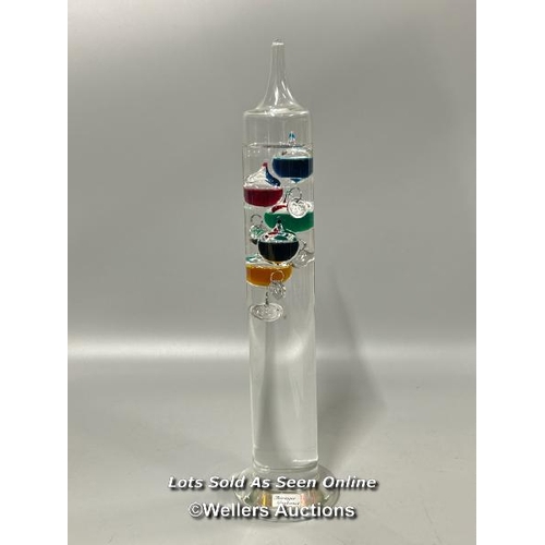 18 - Galileo thermometer by Thuringer Glaskunst, 34 cm high / T38