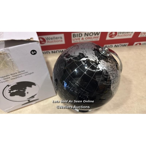 8065 - EXERZ 20CM WORLD GLOBE WITH A METAL BASE EDUCATIONAL/GEOGRAPHIC/MODERN DESKTOP DECORATION - METALLIC... 