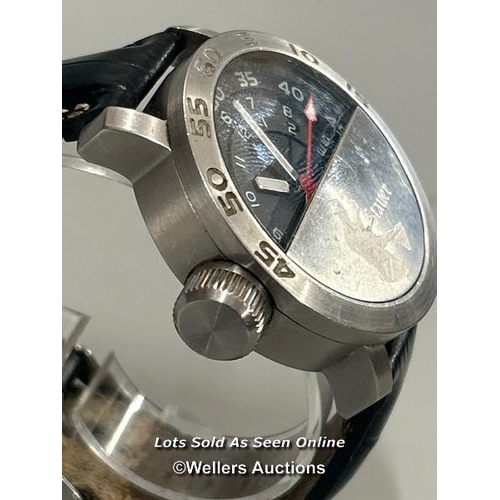 241 - Stauer 20128 stainless steel gents watch with leather strap / signs of use / AN48