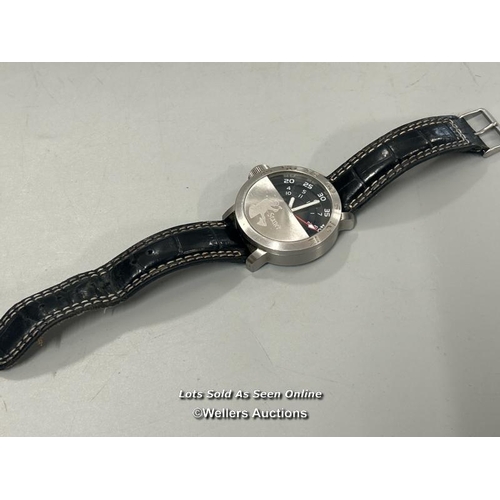 241 - Stauer 20128 stainless steel gents watch with leather strap / signs of use / AN48