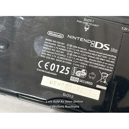 242 - Nintendo DS lite model: USG-001 with Jewel Quest game / powers up, not fully tested / without charge... 