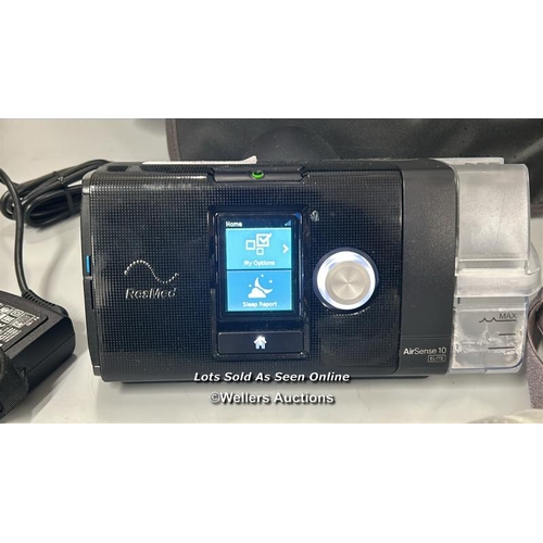 255 - ResMed Airsense 10 Elite CPAP Machine / powers up, not fully tested / with accessories and bag / sig... 