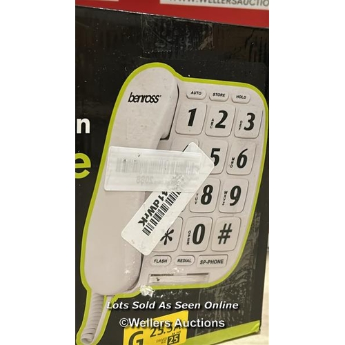 8148 - BENROSS 44580 JUMBO BIG BUTTON HOME LANDLINE TELEPHONE FOR ELDERLY AND DISABLED/WHITE/HANDS FREE FUN... 