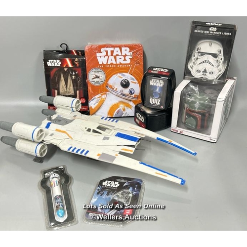 6 - Star Wars - assorted merchandise including Boba Fett 3D mug and Hasbro Rogue One U-Wing Fighter toy ... 