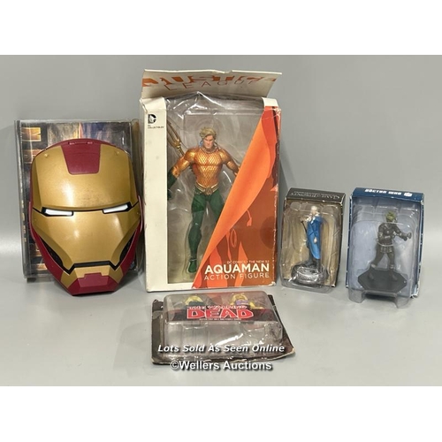 7 - Assorted Sci-Fi merchandise including Iron Man DVD, Aquaman action figure, Minimates 