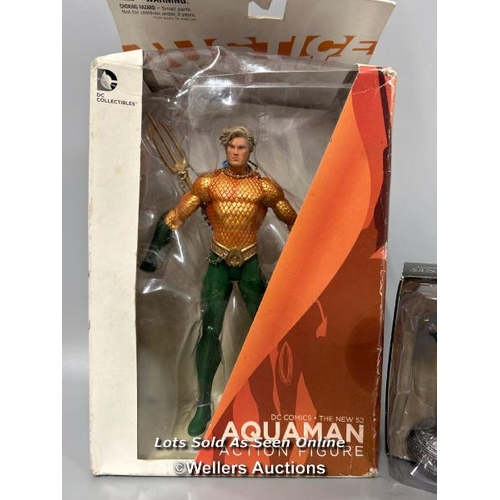 7 - Assorted Sci-Fi merchandise including Iron Man DVD, Aquaman action figure, Minimates 