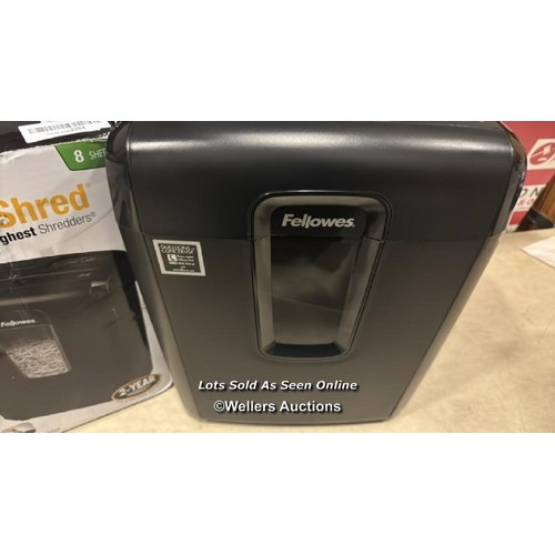 8201 - FELLOWES POWERSHRED 8CD PERSONAL 8 SHEET CROSS CUT PAPER SHREDDER FOR HOME USE WITH SAFETY LOCK, BLA... 