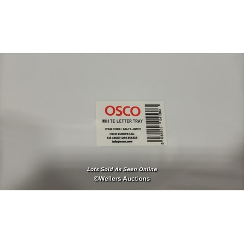 8204 - OSCO HIGH GLOSS WHITE PLASTIC STACKING LETTER TRAY | A4 | EASILY STACKABLE | DESK FILE ORGANISER | P... 