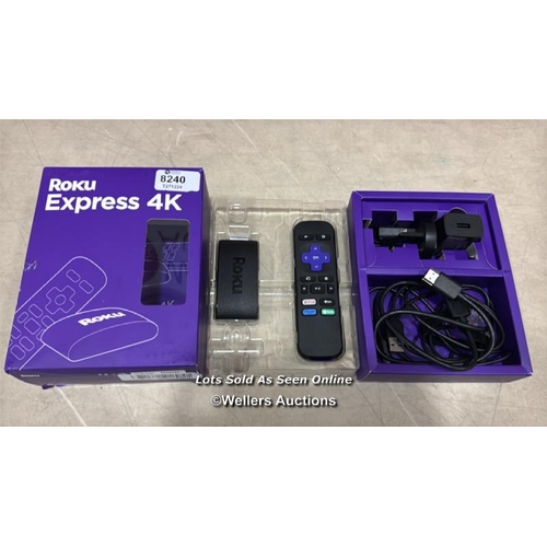 8240 - ROKU EXPRESS 4K | HD/4K/HDR STREAMING MEDIA PLAYER, BLACK / MINIMAL SIGNS OF USE/ SEE IMAGES