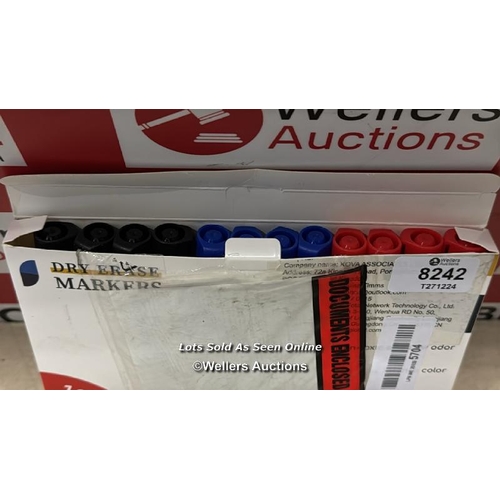 8242 - MAXTEK WHITEBOARD MARKERS, WHITEBOARD PENS 3 ASSORTED COLOURS BLACK BLUE RED DRY ERASE PENS FOR OFFI... 