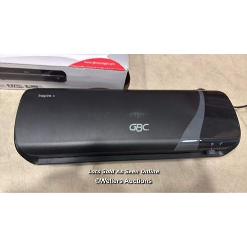 8251 - GBC INPIRE+/REXEL STYLE A4 LAMINATOR, LAMINATING MACHINE WITH STARTER PACK OF POUCHES, 4 MINUTE WARM... 