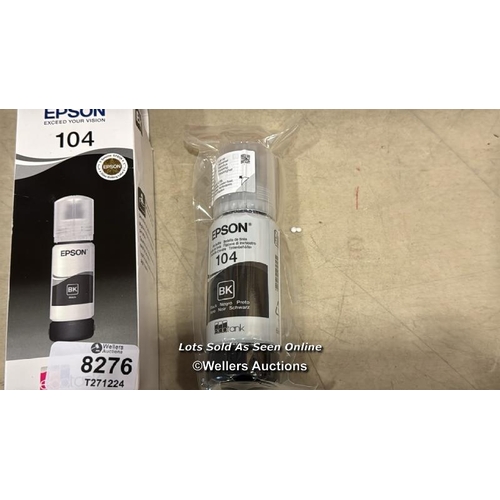 8276 - EPSON ECOTANK 104 BLACK GENUINE INK BOTTLE,SINGLE / MINIMAL SIGNS OF USE/ SEE IMAGES