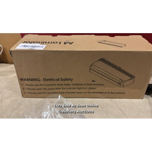 8288 - LAMINATOR, A4 LAMINATOR MACHINE, THERMAL LAMINATOR 70S FAST WARM-UP WITH BUILD IN PAPER TRIMMER, POR... 