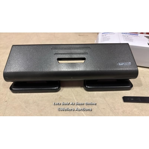 8314 - RAPESCO PF75P0B1 75-P 4-HOLE PUNCH, 16 SHEET CAPACITY, BLACK / MINIMAL SIGNS OF USE/ SEE IMAGES