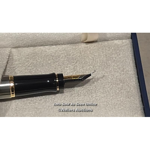 8340 - WATERMAN EXPERT FOUNTAIN PEN | STAINLESS STEEL WITH 23K GOLD TRIM | FINE NIB | GIFT BOX / MINIMAL SI... 