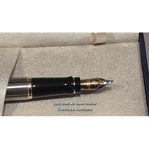 8340 - WATERMAN EXPERT FOUNTAIN PEN | STAINLESS STEEL WITH 23K GOLD TRIM | FINE NIB | GIFT BOX / MINIMAL SI... 