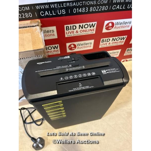 8388 - AMAZON BASICS 7-8 SHEET STRIP CUT PAPER, CREDIT CARD, CD & DVD SHREDDER WITH BIN FOR BUSINESS & HOME... 