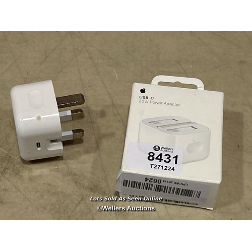 8431 - APPLE 20W USB-C POWER ADAPTER(2024) / MINIMAL SIGNS OF USE/ SEE IMAGES