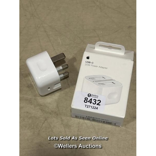 8432 - APPLE 20W USB-C POWER ADAPTER(2024) / MINIMAL SIGNS OF USE/ SEE IMAGES