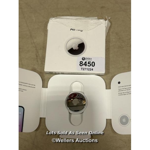 8450 - APPLE AIRTAG. TRACK YOUR KEYS, WALLET, LUGGAGE, BACKPACK. REPLACEABLE BATTERY. WATER-RESISTANT. ONE-... 