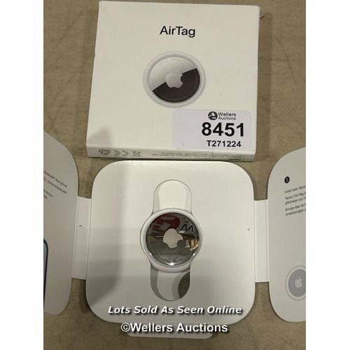 8451 - APPLE AIRTAG. TRACK YOUR KEYS, WALLET, LUGGAGE, BACKPACK. REPLACEABLE BATTERY. WATER-RESISTANT. ONE-... 