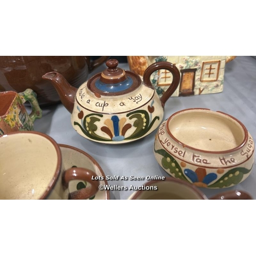 290 - Assorted ceramics including teapots, tea set, Dennis the Menace & Mickey Mouse money boxes, large va... 