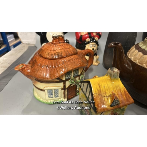 290 - Assorted ceramics including teapots, tea set, Dennis the Menace & Mickey Mouse money boxes, large va... 