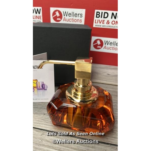 9526 - DECOR WALTHER KRISTALL SOAP DISPENSER AMBER/GOLD / APPEARS TO BE NEW / SMALL CHIP SEE IMAGES / RRP: ... 