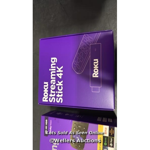 8014 - ROKU 3820EU STREAMING STICK 4K | HD/4K/HDR STREAMING MEDIA PLAYER, BLACK / APPEARS NEW IN BOX / SEE ... 