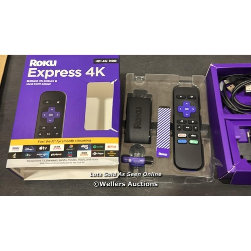 8020 - ROKU EXPRESS 4K | HD/4K/HDR STREAMING MEDIA PLAYER, BLACK / MINIMAL SIGNS OF USE / NOT FULLY TESTED ... 