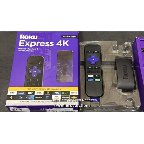 8025 - ROKU EXPRESS 4K | HD/4K/HDR STREAMING MEDIA PLAYER, BLACK / MINIMAL SIGNS OF USE / NOT FULLY TESTED ... 