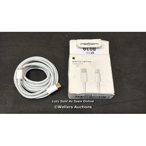 8039 - APPLE USB-C TO LIGHTNING CABLE (2M) / MINIMAL SIGNS OF USE / NOT FULLY TESTED / SEE IMAGES