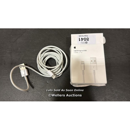 8041 - APPLE LIGHTNING TO USB CABLE (2 M) / MINIMAL SIGNS OF USE / NOT FULLY TESTED / SEE IMAGES