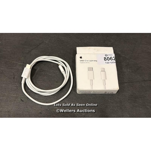 8062 - APPLE USB-C TO LIGHTNING CABLE (1M) / MINIMAL SIGNS OF USE / NOT FULLY TESTED / SEE IMAGES