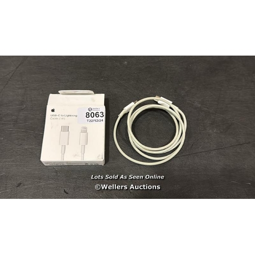 8063 - APPLE USB-C TO LIGHTNING CABLE (1M) / MINIMAL SIGNS OF USE / NOT FULLY TESTED / SEE IMAGES