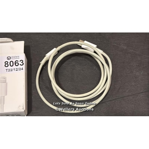 8063 - APPLE USB-C TO LIGHTNING CABLE (1M) / MINIMAL SIGNS OF USE / NOT FULLY TESTED / SEE IMAGES