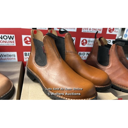 1001 - X4 GENTS CHELSEA BOOTS, REDLINE AND NGUNI, SIZES 12,10,11,10, ALL NEW, THE TWO LEFT PAIRS ARE MARKED... 