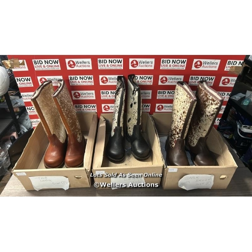 1006 - X3 NGUNI FUAX FUR LINE WELLINGTON BOOTS, NEW , SIZES 5, 6.5, 5 / LOCATION: H3