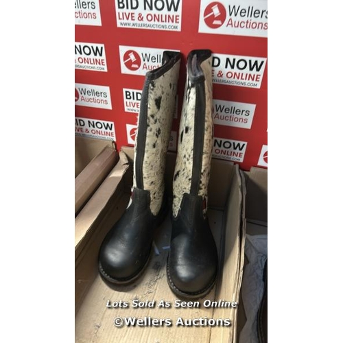 1006 - X3 NGUNI FUAX FUR LINE WELLINGTON BOOTS, NEW , SIZES 5, 6.5, 5 / LOCATION: H3