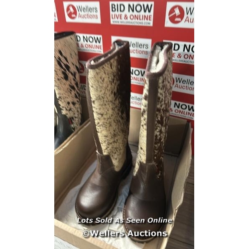 1006 - X3 NGUNI FUAX FUR LINE WELLINGTON BOOTS, NEW , SIZES 5, 6.5, 5 / LOCATION: H3