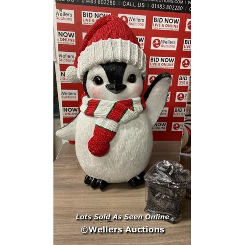 29 - 2FT (61CM) PENGUIN GREETER WITH LANTERN / APPEARS NEW OPEN BOX / C16