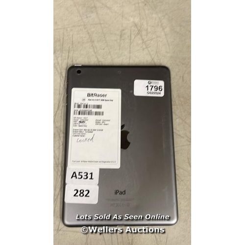 5173 - APPLE IPAD MINI 2 / A1489 / 16GB / SERIAL: DLXN3E6XFCM5 / I-CLOUD LOCKED / RESTORED TO FACTORY DEFAU... 