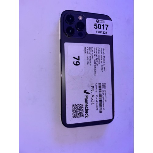 5017 - APPLE IPHONE 12 PRO / MODEL: A2407 / GRAPHITE / 128GB / S.N - G6TF48S80D8X / ICLOUD LOCKED