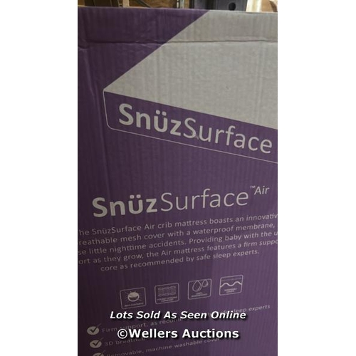 1025 - SNUZ SURFACE AIR CRIB MATTRESS, NEW OPEN BOX / LOCATED IN DARTFORD