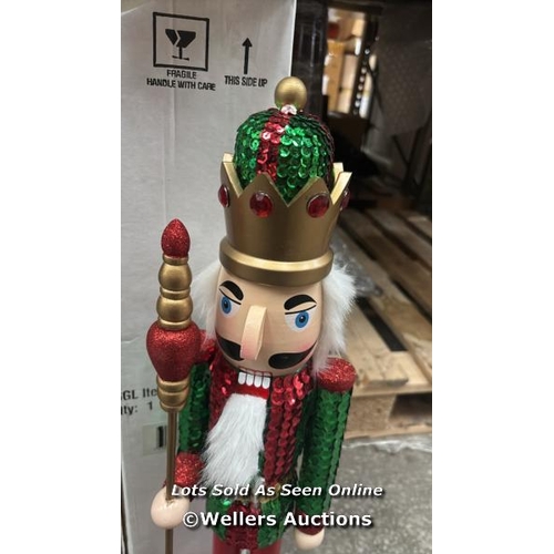 1031 - RED / GREEN SEQUIN NUTCRACKER, APPEARS NEW OPEN BOX / LOCATED IN DARTFORD